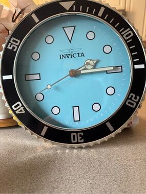 Invicta Wall Clock in Turquoise and Black
